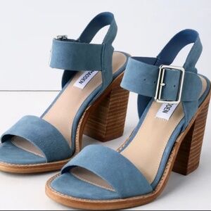 Steve Madden Castro blue suede leather block heel sandals